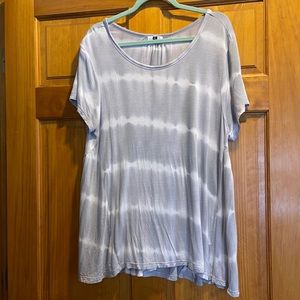 Gray and White Tie Dye Flowy Top
